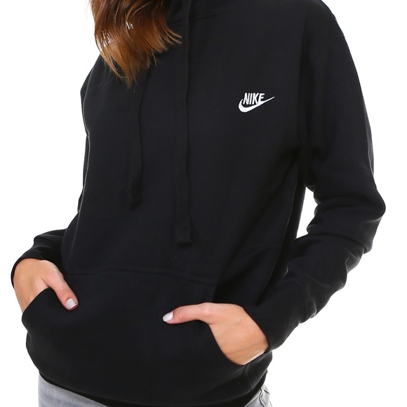 NEW UNISEX NIKE BLACK CLASSIC LOGO PULLOVER HOODIE - Picture 2 of 7